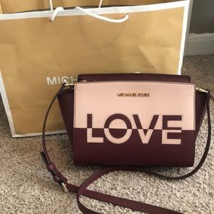 Michael Kors Bags - Maroon Michael Kors Selma “Love” Crossbody Michael Kors Bags - Maroon Michael Kors Selma “Love” Crossbody